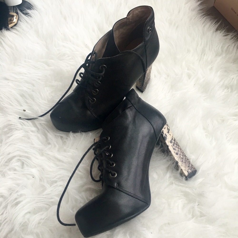 Leather lace up booties