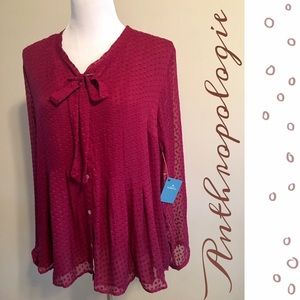 New Burgundy Anthropologie Blouse