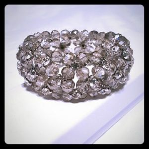 Smokey crystal and rhinestone stretch bracelet