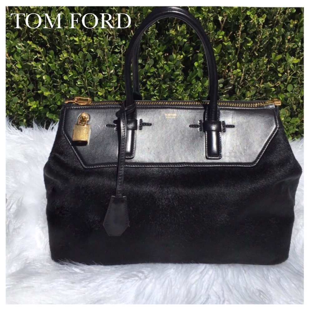 RARE TOM FORD BLACK CALF HAIR SATCHEL BAG - Picture 7 of 7