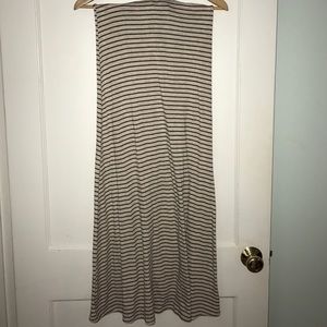 Tan/Navy Striped Maxi Skirt