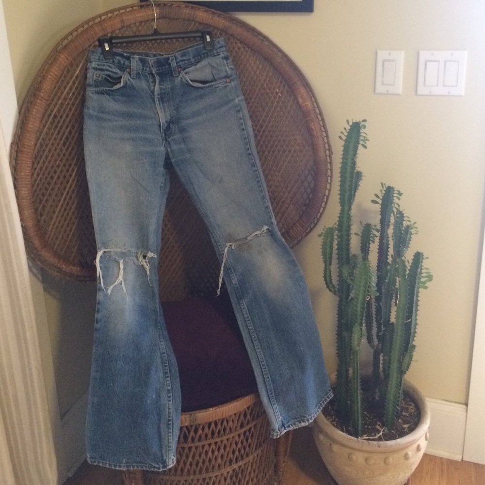 Orange Tab distressed Levi's jeans