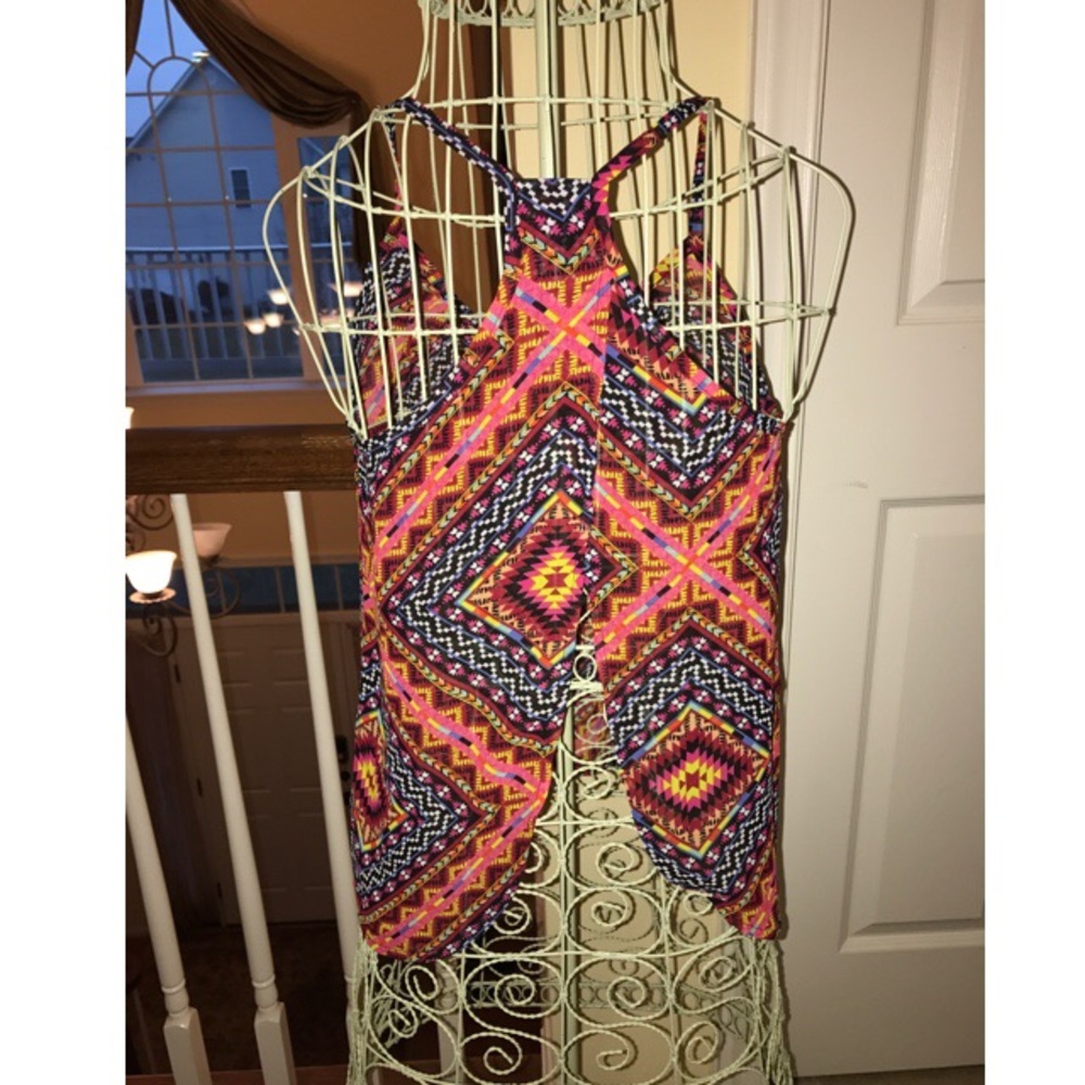 🌸 Backless Open Back Sheer Aztec Tank