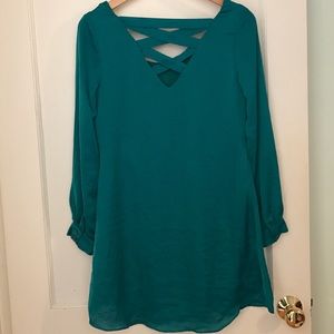 Turquoise criss-cross back Tunic Dress!