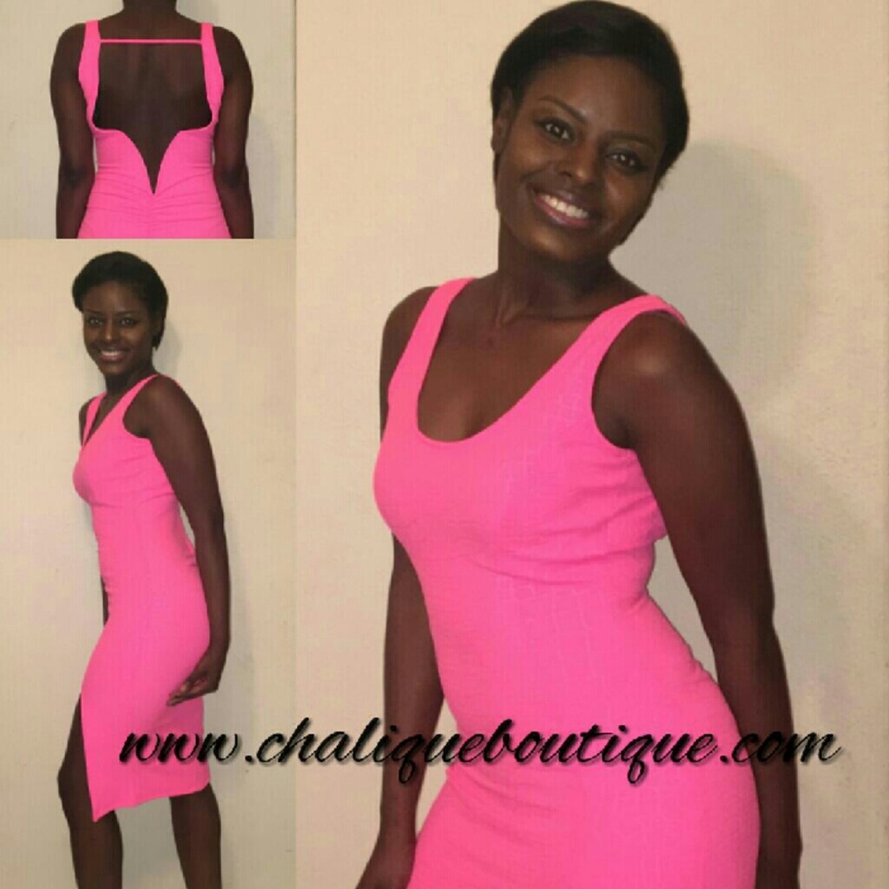Hot Pink backless Dress