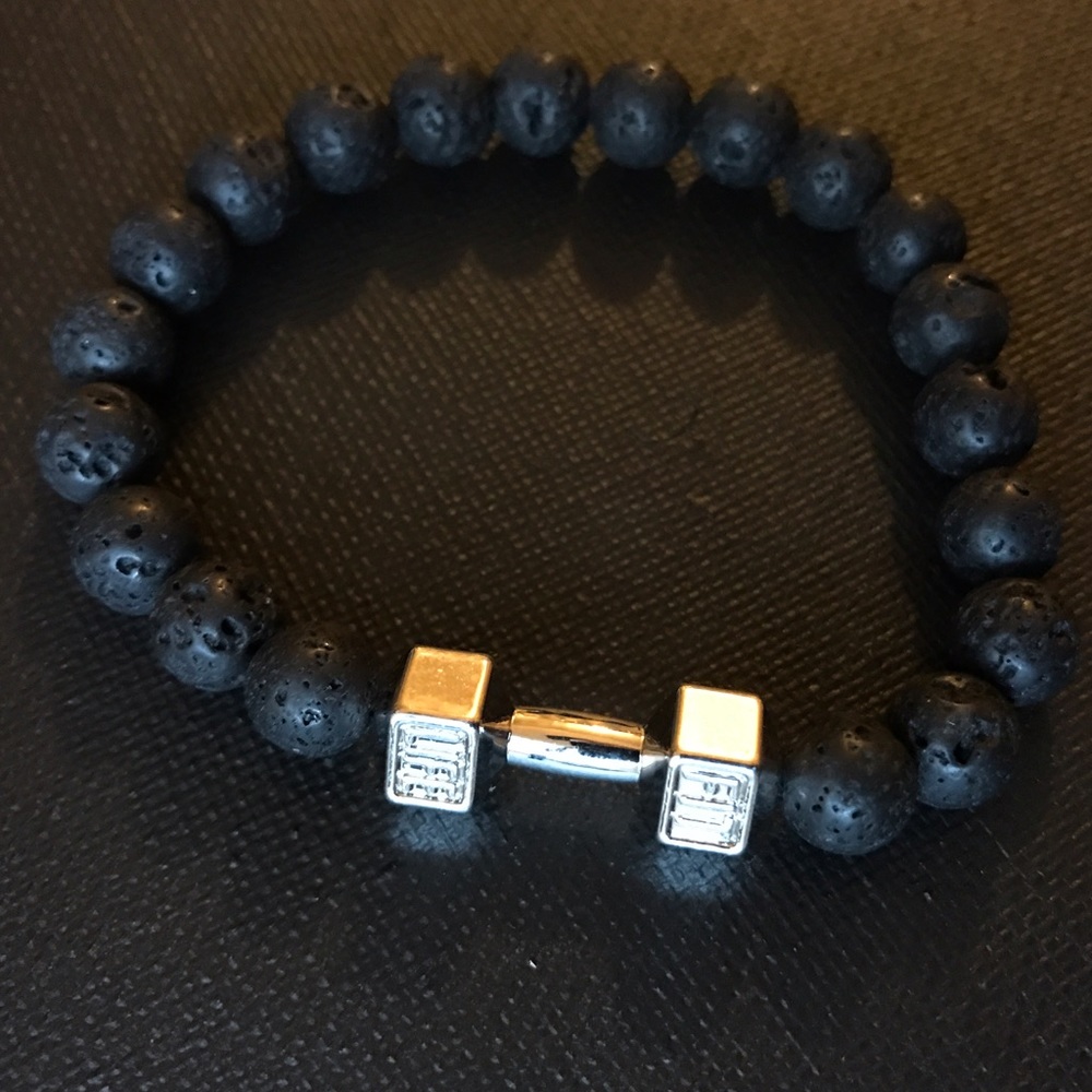 Fit Life Dumbbell Bracelet- unisex silver lavarock