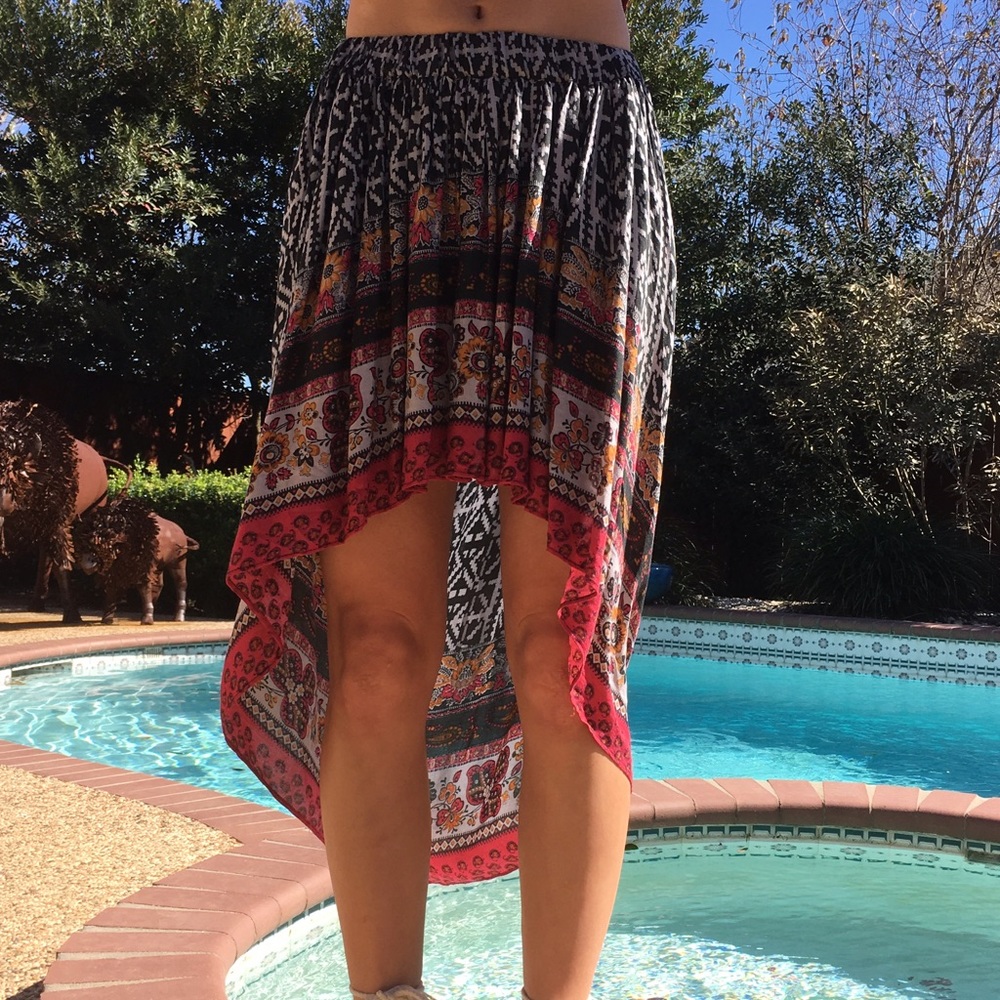Patterned Free People High-Low Skirt
