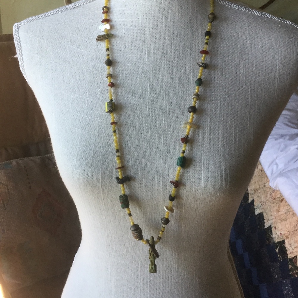 Yellow Beaded Long Necklace