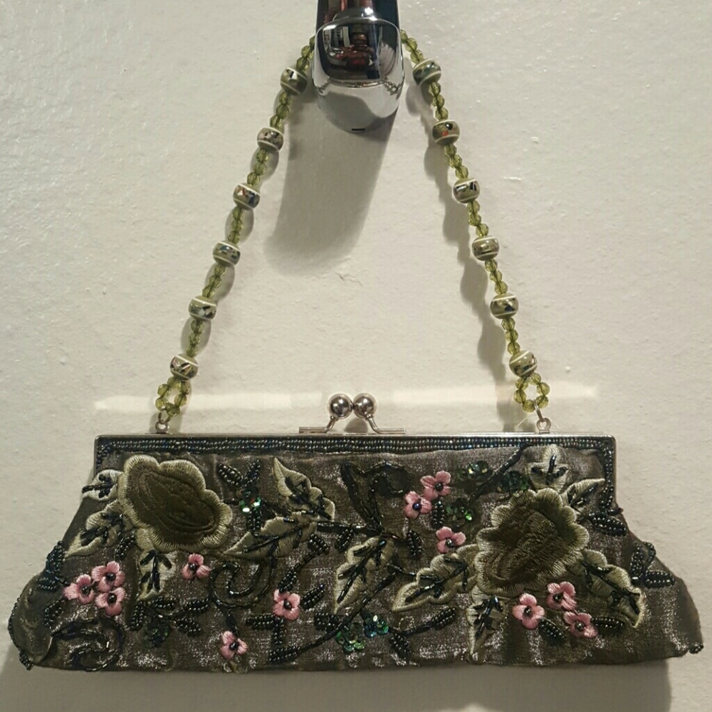 BRAND NEW! Embellished Small olive green purse!