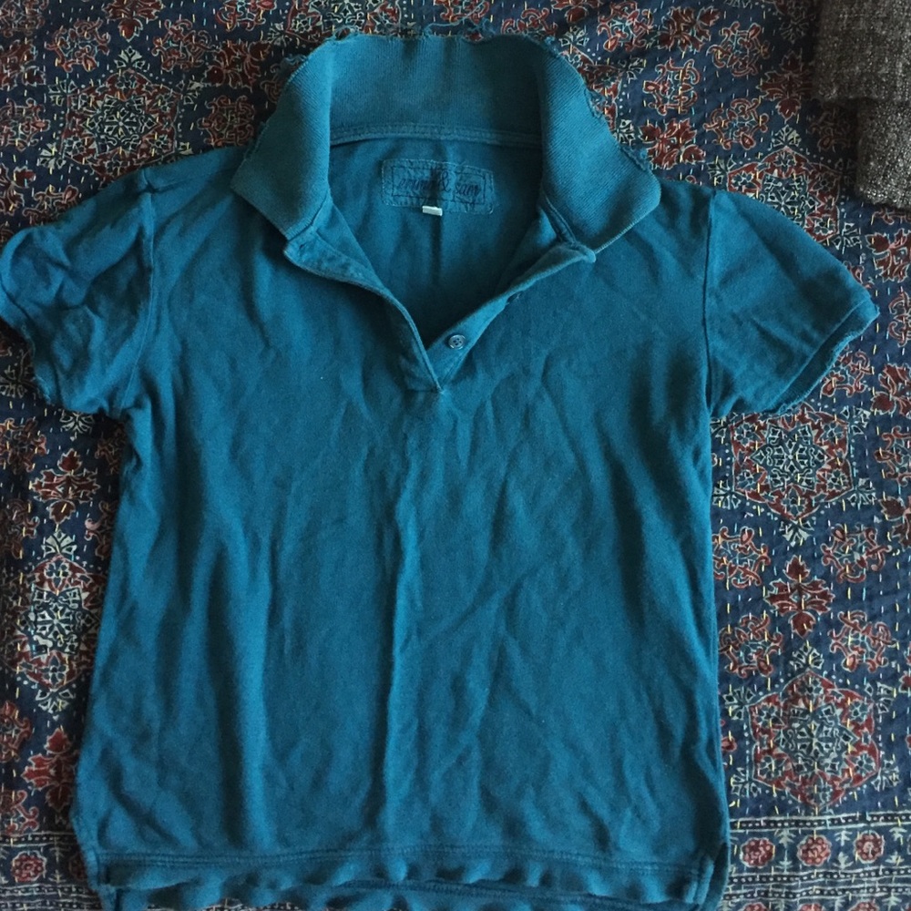 Distressed crop polo