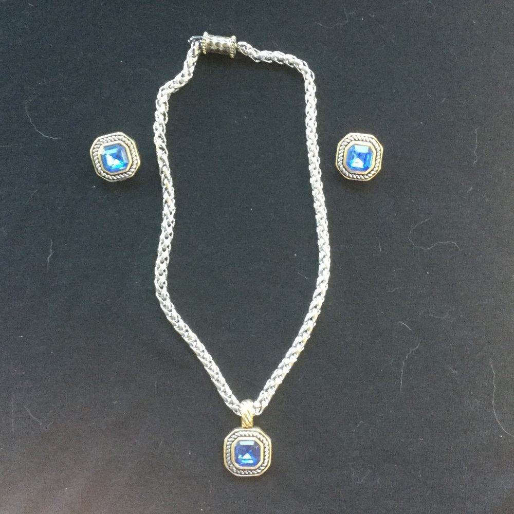 Blue and Silver Necklace with matching Earrings