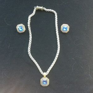 Blue and Silver Necklace with matching Earrings