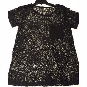 Black lace pocket top