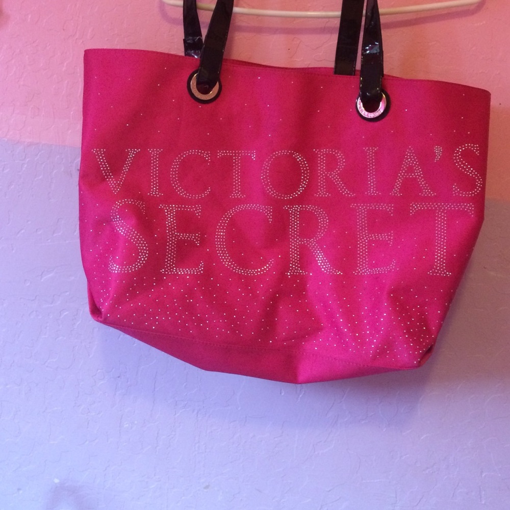 A hot pink Victoria's Secret bag