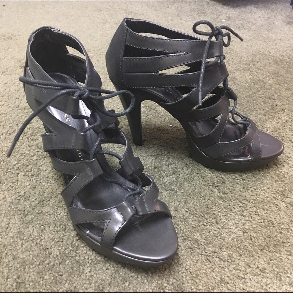 Black strappy heels by Chinese Laundry