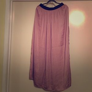 Lrg, Soft pink silk elastic dble split maxi skirt