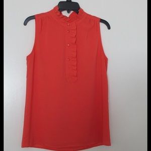 J.  Crew ruffle collar coral top