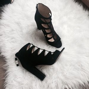 Black cut out heels