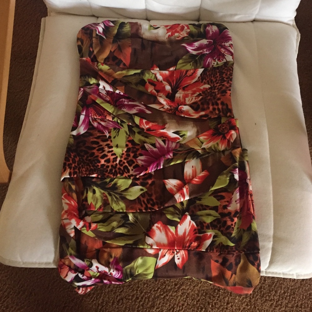 Tropical Strapless Dress