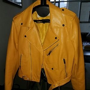 Zara yellow leather jacket