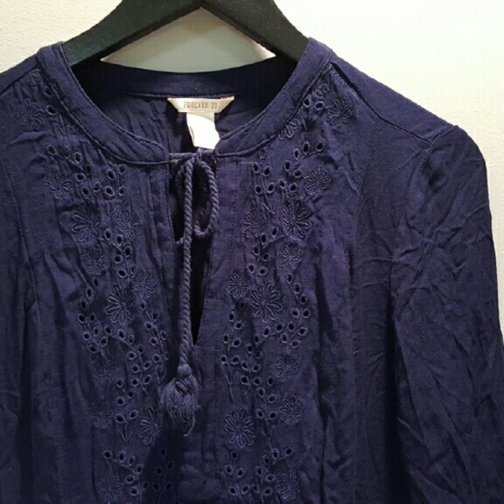 XXXBUNDLEDXXX Blue Forever 21 Keyhole Tassle Dress