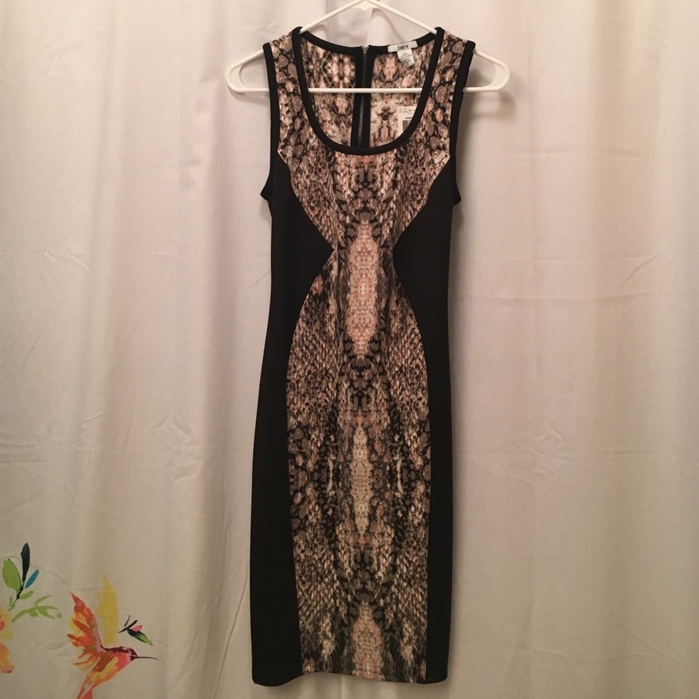 Black/snakeskin mini-dress