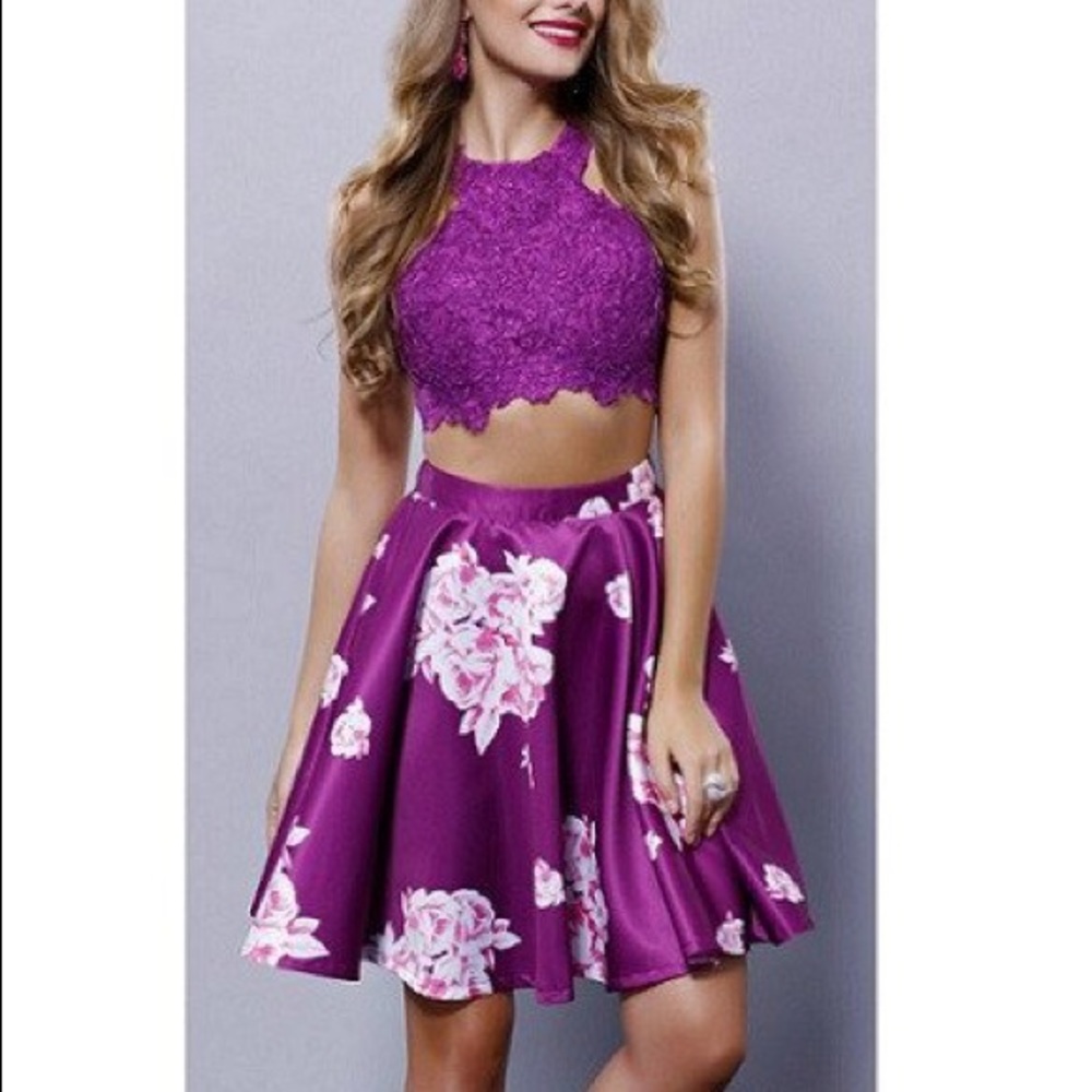 Purple two piece dance dress