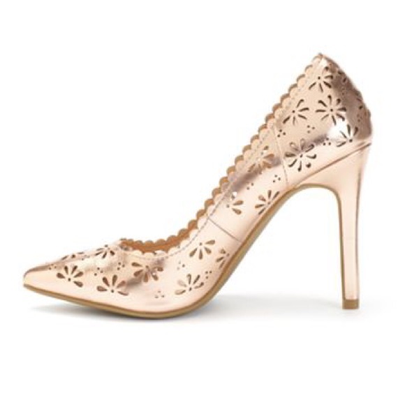 LC Lauren Conrad Rose Gold Cut-Out High Heels NWT - Picture 2 of 4