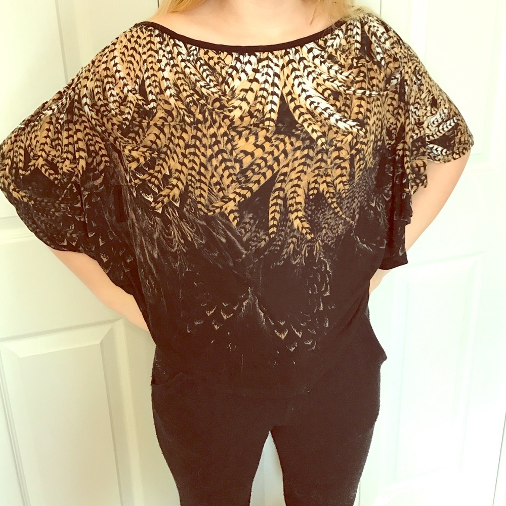 Bebe dolman sleeve kimono style cap shirt.