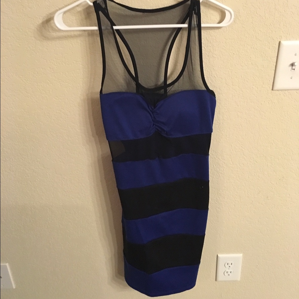 Black and Blue Stripe Mini Dress