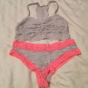Victoria's Secret bralette and panties.