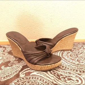 Women's Brown Anchor Blue Wedges - Size 8