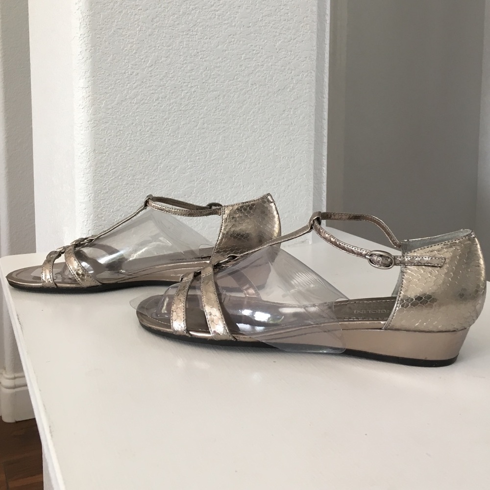 Enzo Angiolini faux snake skin silver sandal.
