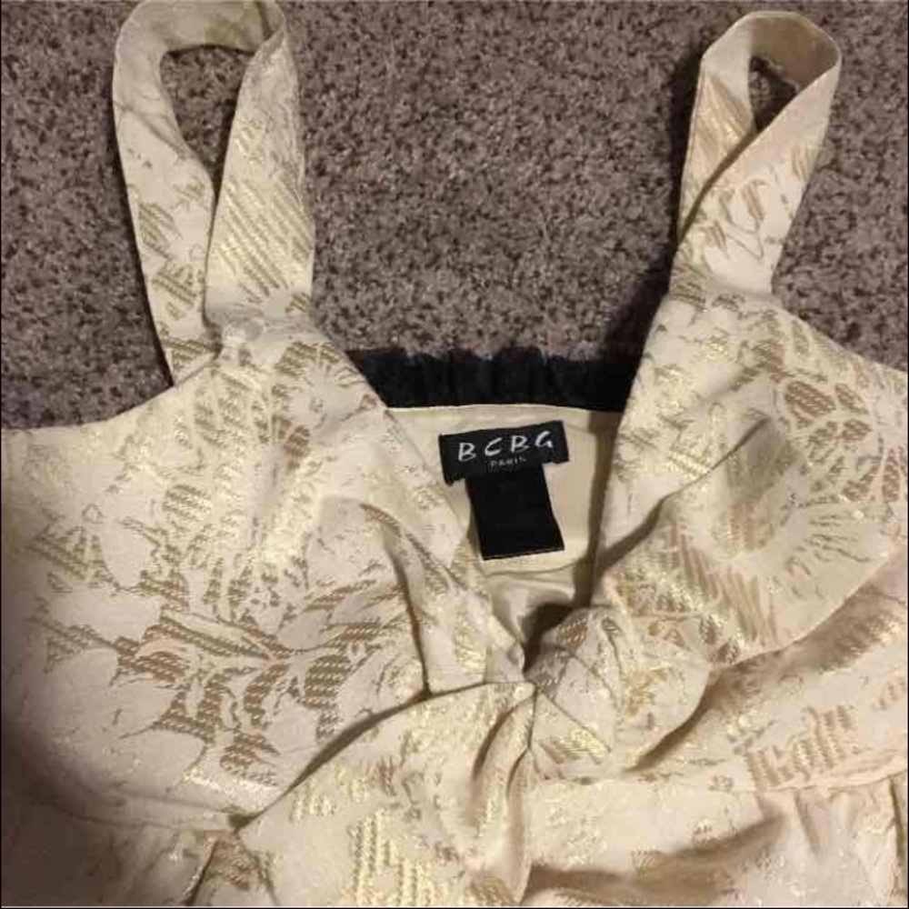 BCBG gold & cream dress w/pockets