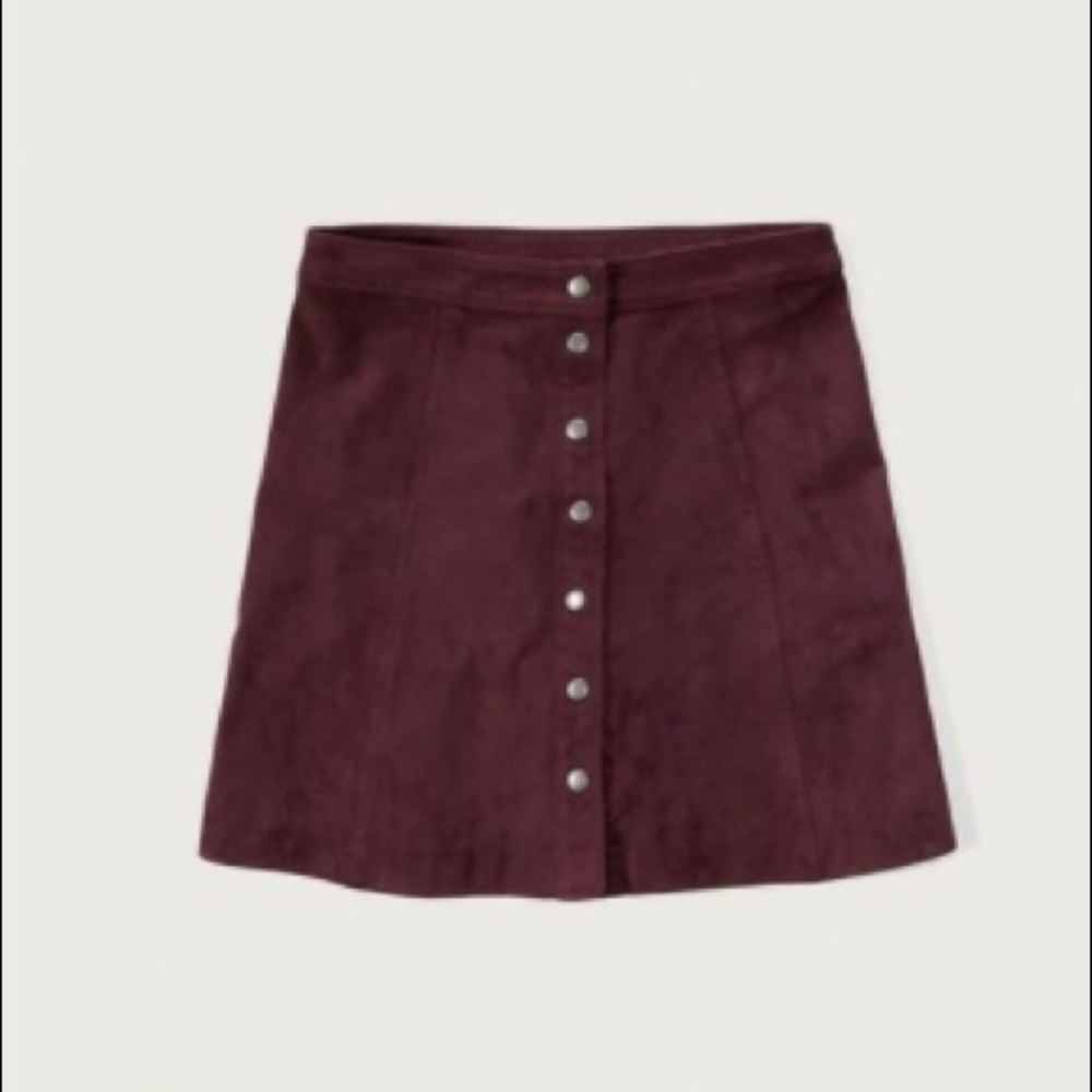 faux suede button thru a-line skirt