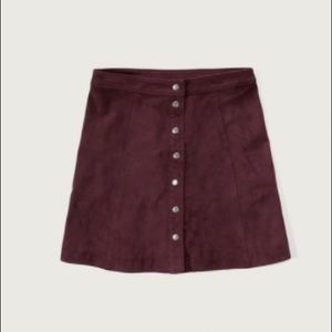 faux suede button thru a-line skirt