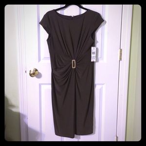 Beautiful Brown Shiny Fabric Dress with Gold
