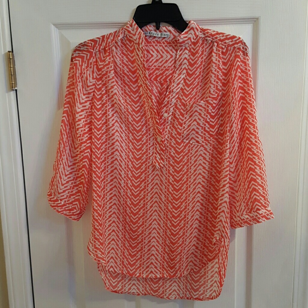 Sheer Orange and White blouse