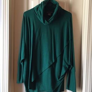 Green cross front turtleneck sweater