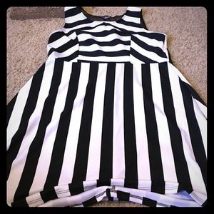 Black and white striped dress