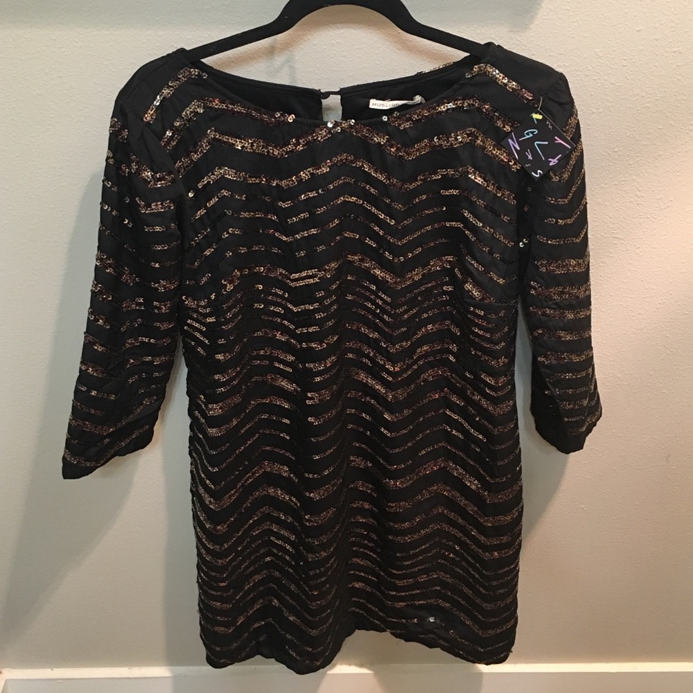 Black dress, gold sequins! NWT