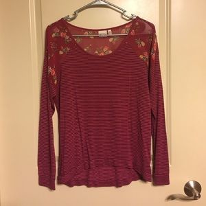 Floral and striped long sleeve shirt