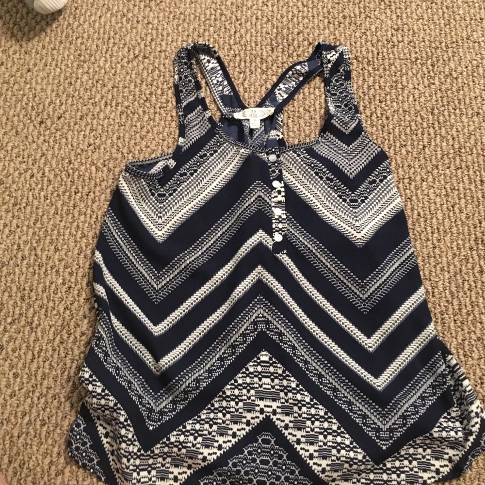 Navy blue and white tank top