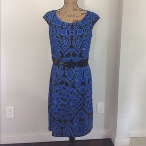 Royal blue and black business professional dress