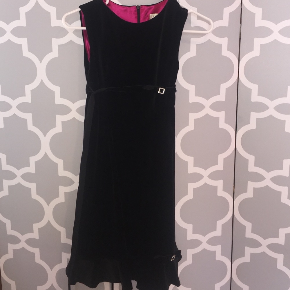 Kids Black Velvet Dress
