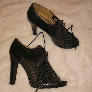 Peep toe lace up bootie