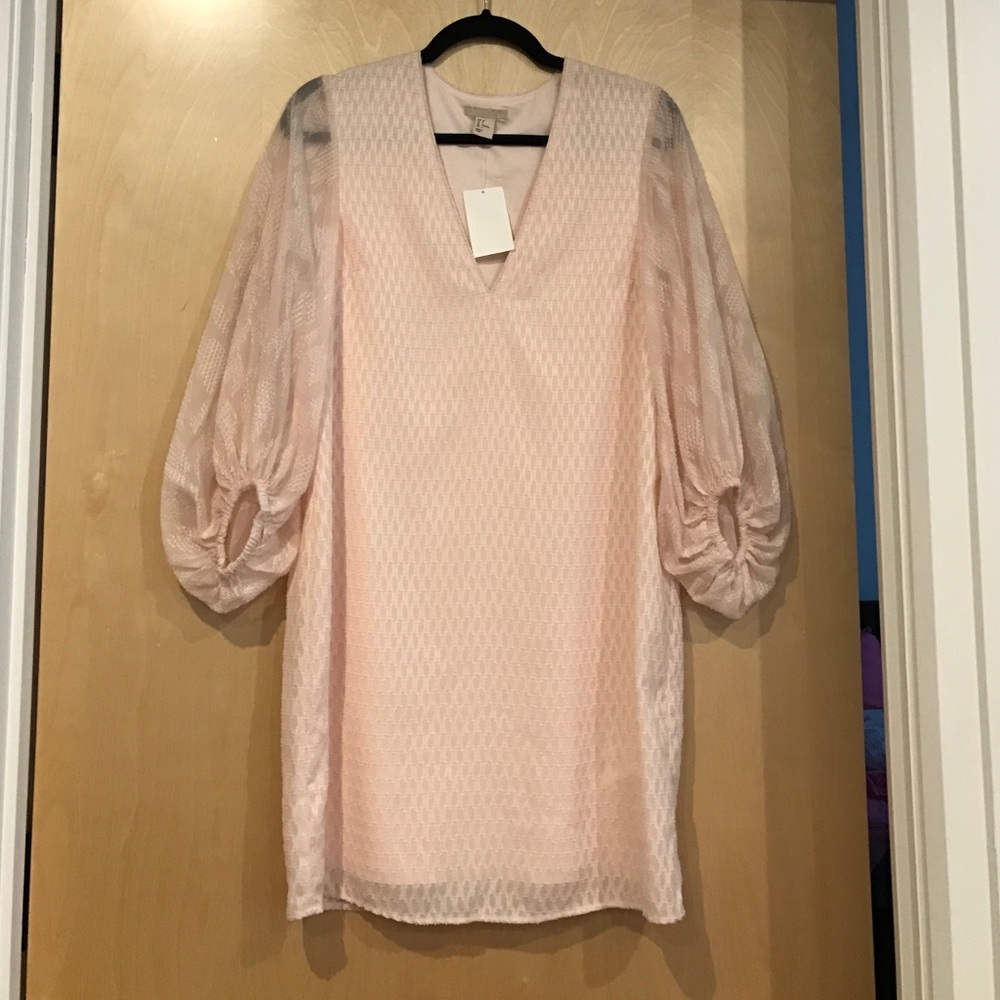 Baby Pink Dress w/ Textured Fabric & Large Sleeves
