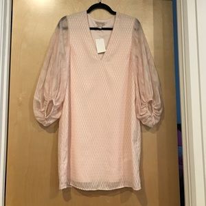 Baby Pink Dress w/ Textured Fabric & Large Sleeves
