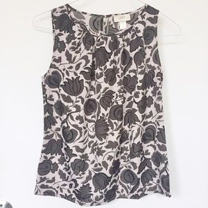 LOFT pink gray floral modest sleeveless tank mom office business casual summer