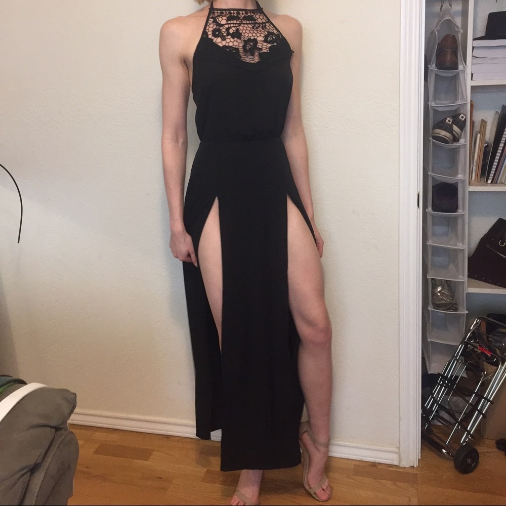 Nasty Gal Double Slit Halter Dress